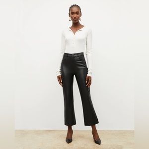 M.M. LaFleur Black Vegan Leather Wide Leg Crops- The Archie Pant